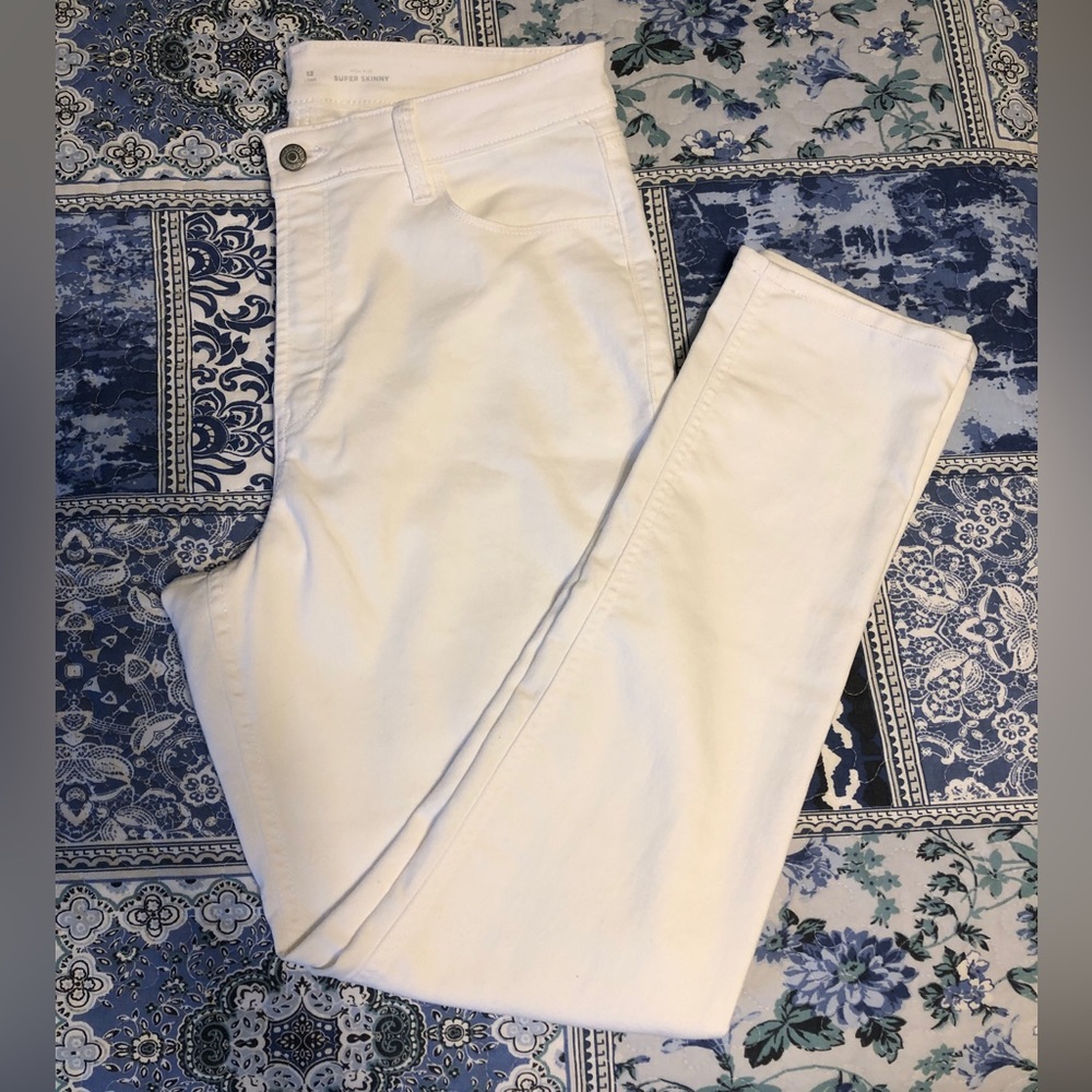 Old Navy High Rise Super Skinny White Jeans, Sz 12